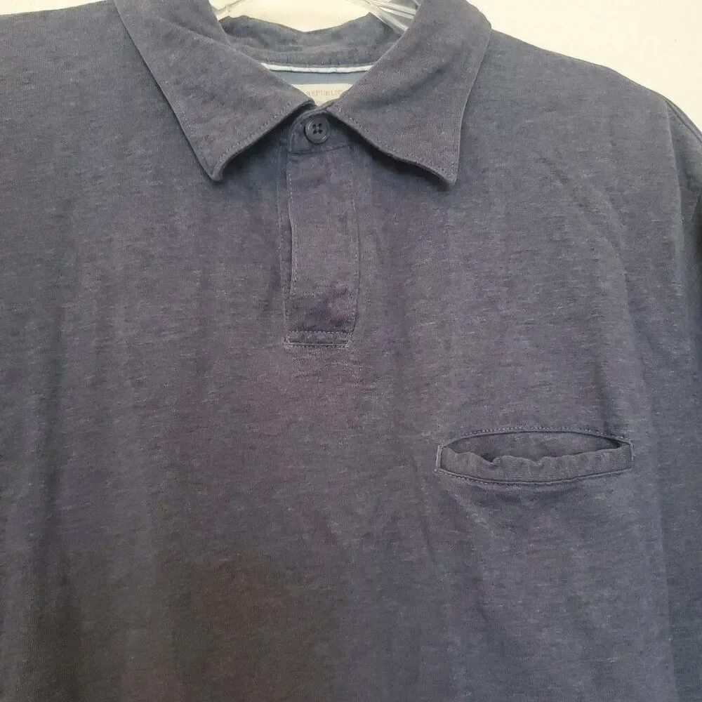Banana Republic Men’s Polo Shirt Sz XL Fitted Pima Cotton Blue Short Sleeves
